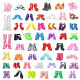 Pack 2 of 50Pairs 11.5" Fashion Doll Shoes Replacement Different