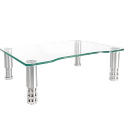 Pack 2 of Clear Tempered Glass Computer Monitor Riser