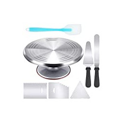 12 Inch Cake Turntable Cake Decorating Kit Supplies, 7 Pcs Baking Supplies Aluminium Alloy