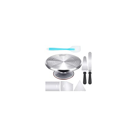 12 Inch Cake Turntable Cake Decorating Kit Supplies, 7 Pcs Baking Supplies Aluminium Alloy