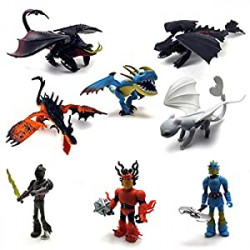 Dragons & Vikings Action Figures | Model Light Fury/Night Fury (Toothless) | Set of 8 Pcs