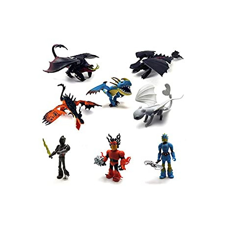 Dragons & Vikings Action Figures | Model Light Fury/Night Fury (Toothless) | Set of 8 Pcs