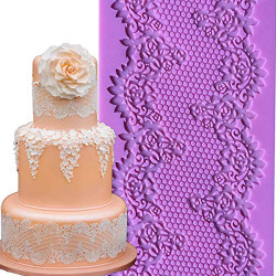 12" sugar edible floral French Empire lace cake silicone Embossing Mat Texture fondant