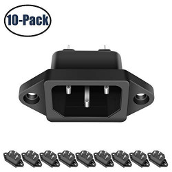 10 Pack AC 250V 10A IEC 320 C14 Panel Mount Plug Adapter Power Connector