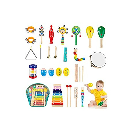 Toddler Musical Instruments Sets Wooden Percussion Instruments Toy for Kids