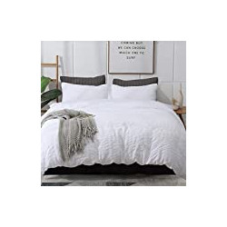 Pack 2 of White Duvet Cover Queen (90 x 90 Inches), 3 Pieces (1 Duvet Cover + 2 Pillow Cases)