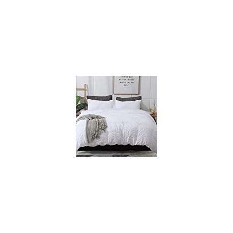 Pack 2 of White Duvet Cover Queen (90 x 90 Inches), 3 Pieces (1 Duvet Cover + 2 Pillow Cases)