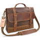 Mens Messenger Bag Waterproof Canvas Leather Computer Laptop Bag 15.6