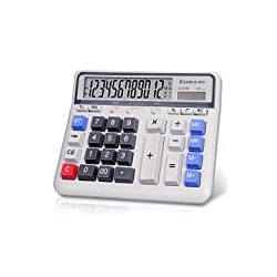Desktop Calculator Solar Battery Dual Power with 12-Digit Large LCD Display
