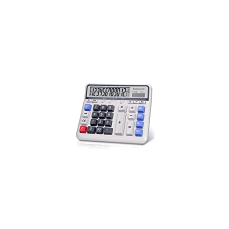 Desktop Calculator Solar Battery Dual Power with 12-Digit Large LCD Display