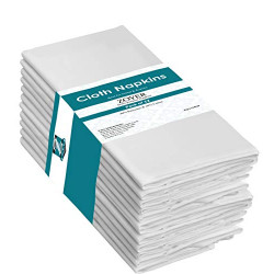 Pack 2 of Cloth Napkins (White, 12 Pack)-Dinner Napkins 18"x18"