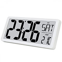 Alarm Clock with 14.17" Extra Large Display for Home Office Studio Hotel, White