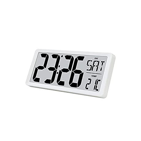 Alarm Clock with 14.17" Extra Large Display for Home Office Studio Hotel, White