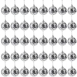 40 Pack Mirror Disco Ball, 2 Inch Silver Hanging Disco Light Mirror Ball