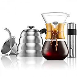 Pour Over Coffee Maker Set | Kit Includes 40 OZ Gooseneck Kettle with Thermometer