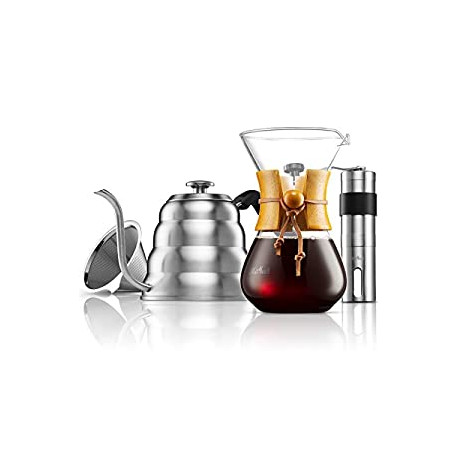 Pour Over Coffee Maker Set | Kit Includes 40 OZ Gooseneck Kettle with Thermometer