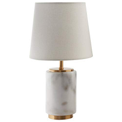 Pack 2 of Rivet Mid Century Modern Marble Table Decor Lamp With LED Light Bulb - 14 Inches