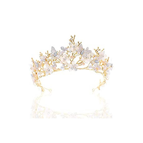 Crystal Butterfly Wedding Crowns Gold Rhinestone Tiaras