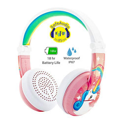 BuddyPhones Wave, Waterproof Wireless Bluetooth Volume-Limiting Kids Headphones