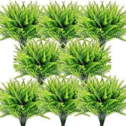 Pack 3 of Artificial Ferns for Outdoors Fake Fern Plant Faux 8pcs
