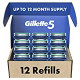 Gillette5 Mens Razor Blade Refills, 12 Count