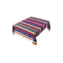 59 x 84 Inch Mexican Serape Tablecloth Fringe Cotton Mexican