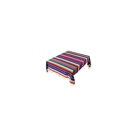 59 x 84 Inch Mexican Serape Tablecloth Fringe Cotton Mexican