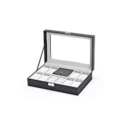 8 Slots Lockable Leather Watch Case Organizer
