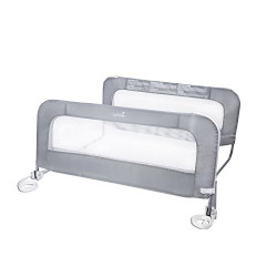 Double Safety Bedrail, Gray, Metal and Fabric Bedrail Set for Toddlers, 42.5” Long