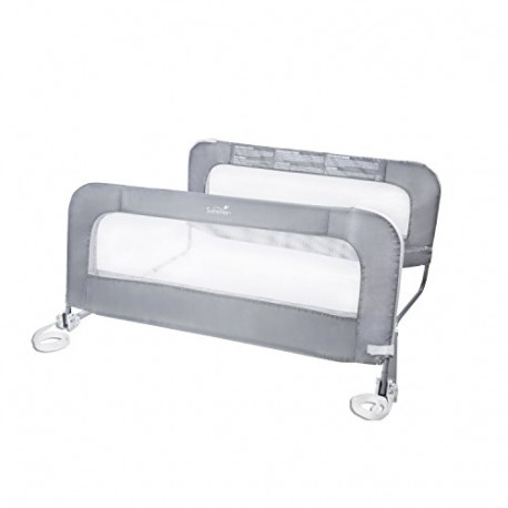 Double Safety Bedrail, Gray, Metal and Fabric Bedrail Set for Toddlers, 42.5” Long