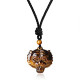 Obsidian Tiger Eye Stone Tiger Pendant Necklace