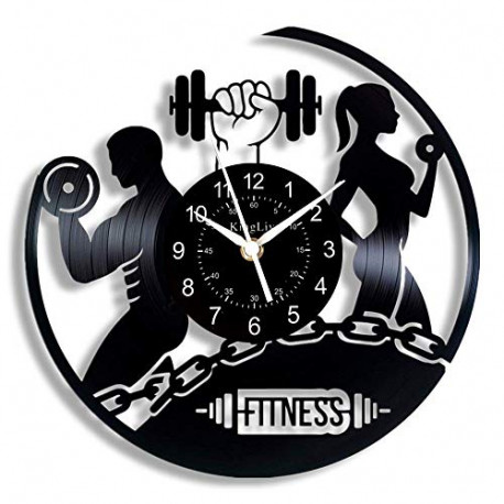 Wall Clock 12" LP Black Vinyl Record Art Bodybuilding Decor