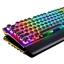 Mechanical Gaming Keyboard with True RGB Backlit Collapsible Wrist Rest 108-Key
