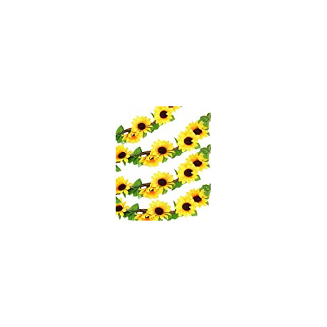 4 Packs Artificial Sunflower Garland Silk Sunflower Vine Yellow Flower Green Leaves 102"