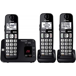 Panasonic DECT 6.0 Expandable Cordless Phone System with Answering Machine and Call Blocking - 3 Handsets - KX-TGE433B (Black)